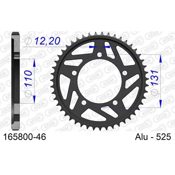 Remise Couronne En Alu 46 dents pour chaine 525 PAS DE HARD S 1000 RR