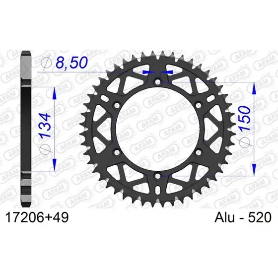 Must-Have Couronne En Alu 49 dents pour chaine 520 S/C