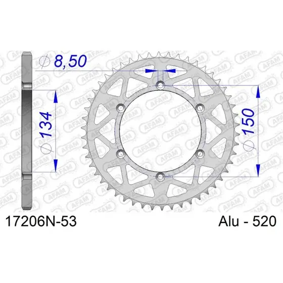 Couronne En Alu 53 dents pour chaine 520 Offre Limitée