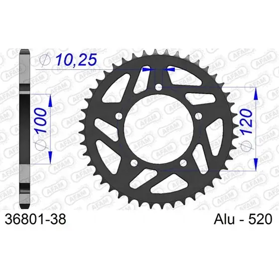 Couronne En Alu 38 dents pour chaine 520 Soldes