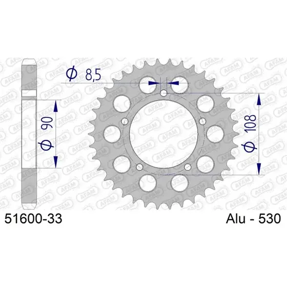 Couronne En Alu 33 dents pour chaine 530 Seulement Aujourd'hui