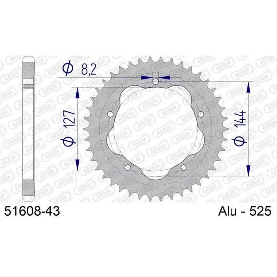 Quantité Limitée Couronne En Alu 43 dents pour chaine 525