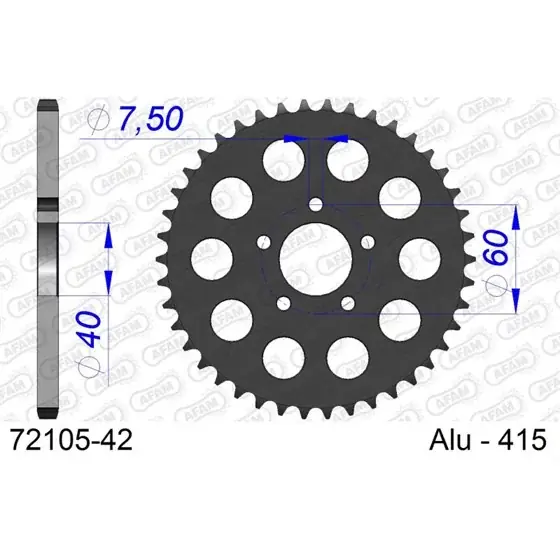 Couronne En Alu 42 dents pour chaine 415 Prix Cassé