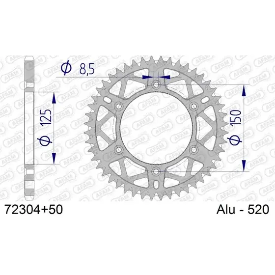 Couronne En Alu 50 dents pour chaine 520 S/C Marque