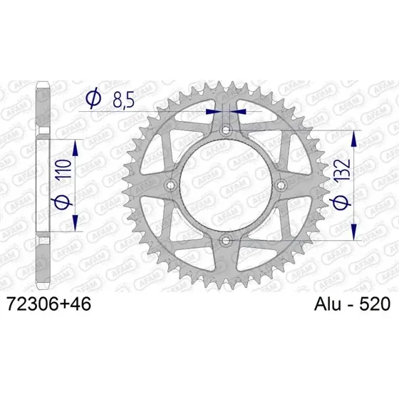Marque Couronne En Alu 46 dents pour chaine 520 S/C