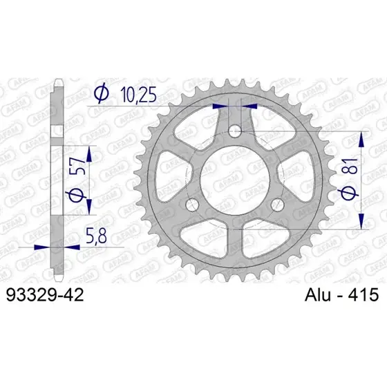 Promotion Couronne En Alu 42 dents pour chaine 415