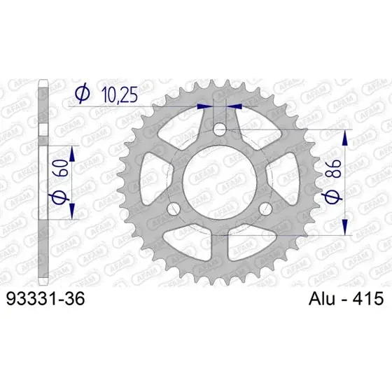 Couronne En Alu 36 dents pour chaine 415 Offre Limitée