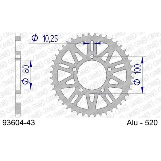 Couronne En Alu 43 dents pour chaine 520 Bon Marché