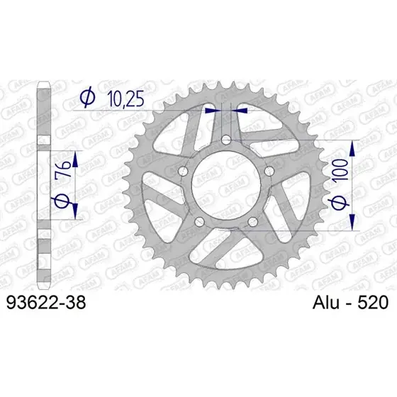 Couronne En Alu 38 dents pour chaine 520 Quantité Limitée