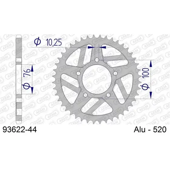 Acheter En Ligne Couronne En Alu 44 dents pour chaine 520