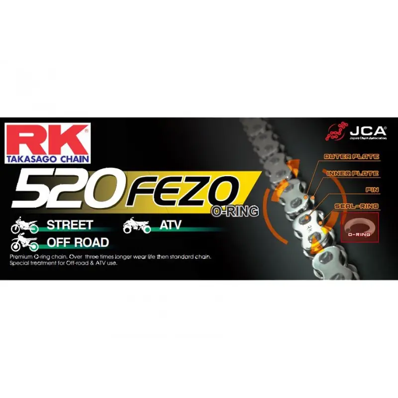Chaine RK 520FEZOV O'Ring Renforcée Pas de 520 – Couleur Acier Livraison Express
