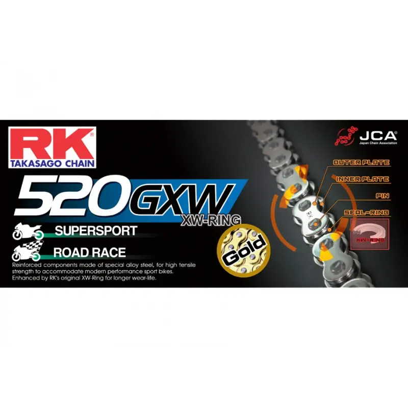 Chaine RK GB520GXW XW'Ring Ultra Renforcée Pas de 520 – Couleur Gold Prix Bas