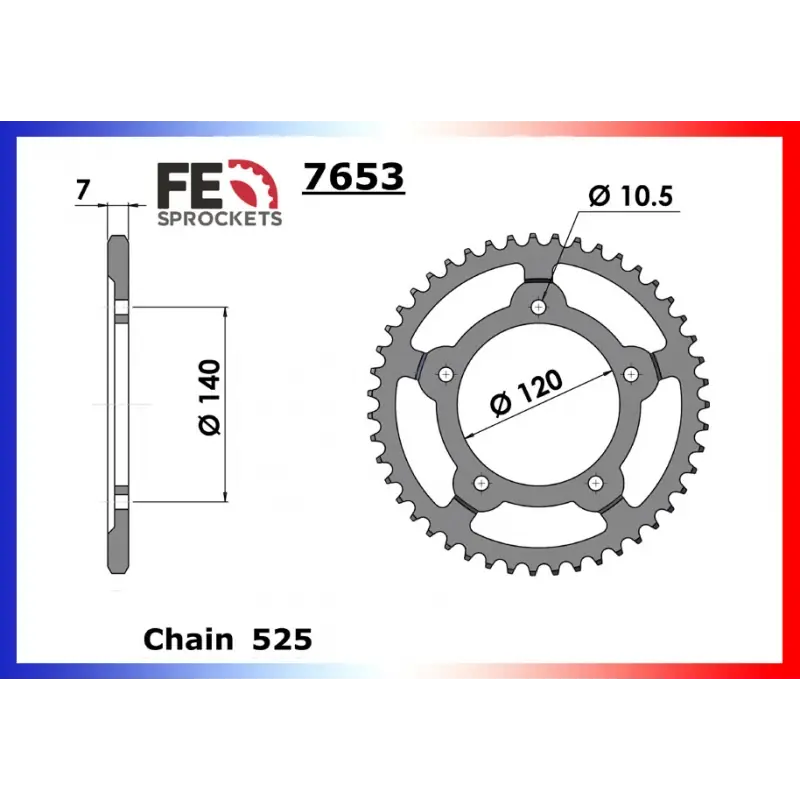 Usine Directe Couronne Acier 46 dents pour chaine 525 – France Equipement 1905.7653.46