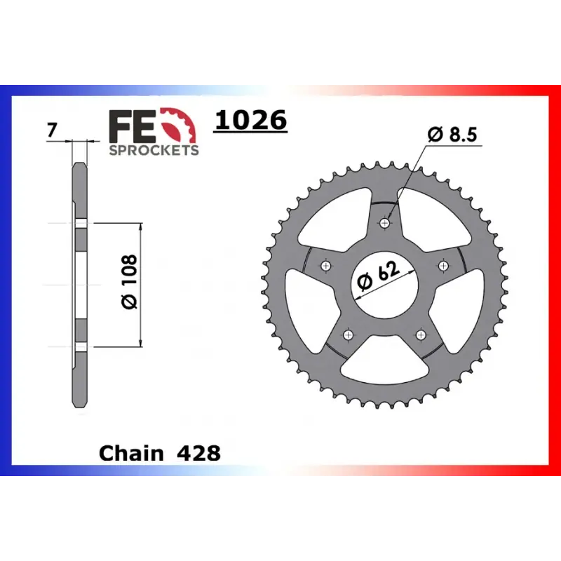 Affaire À Saisir Couronne Acier 50 dents pour chaine 428 – France Equipement 6460.1026.50