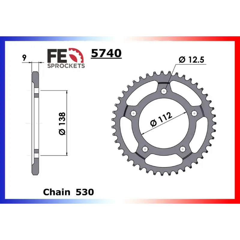 Bon Marché Couronne Acier 46 dents pour chaine 530 – France Equipement 9305.5740.46