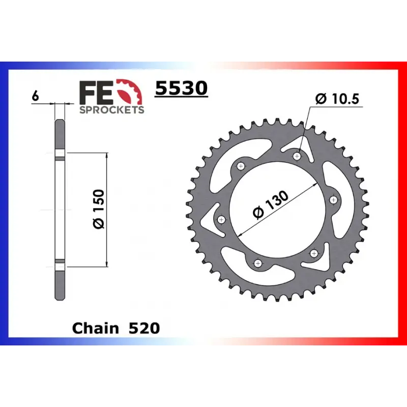 Couronne Acier 50 dents pour chaine 520 – France Equipement 9315.5530.50 Offre Limitée