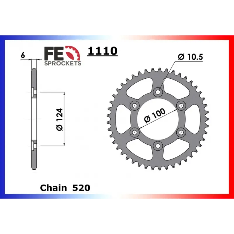 Vente Directe Couronne Acier 37 dents pour chaine 520 – France Equipement 9317.1110.37