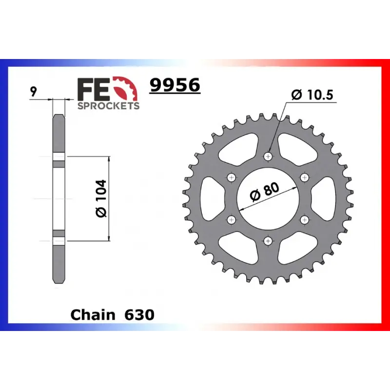 Vente Flash Couronne Acier 38 dents pour chaine 630 – France Equipement 9503.9956.38