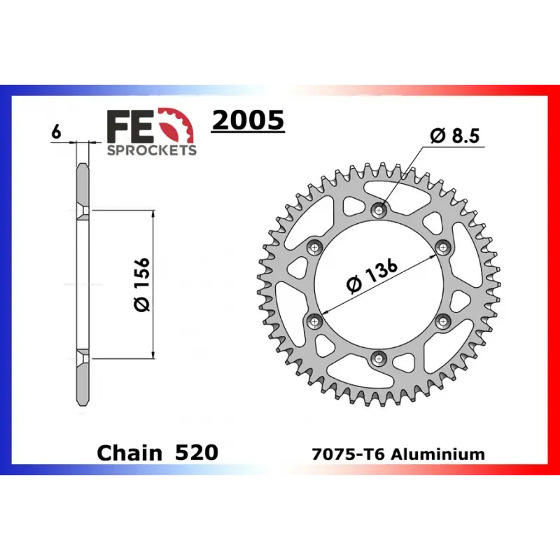 Acheter En Ligne Couronne Alu 47 dents pour chaine 520 – France Equipement 1665.2005.471
