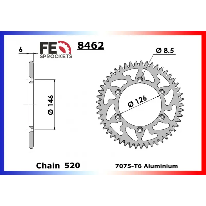Acheter Direct Couronne Alu 44 dents pour chaine 520 – France Equipement 4905.8462.441