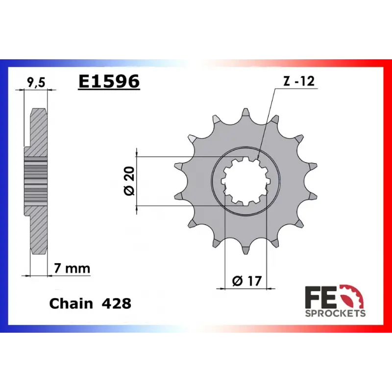 Acheter En Ligne Pignon 12 dents pour chaine 428 – France Equipement 1001.E1596.12