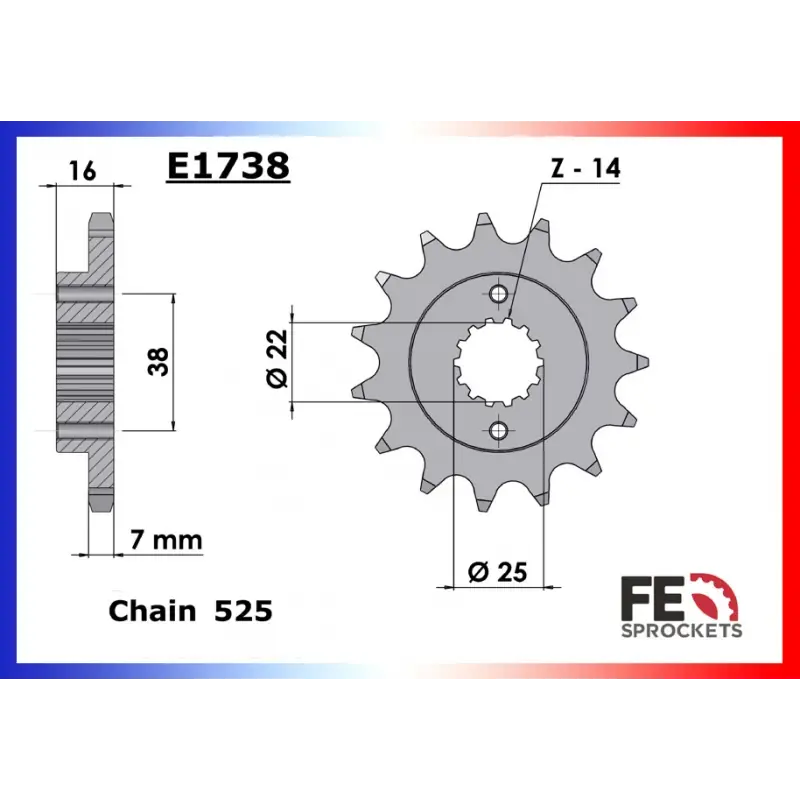 Acheter En Ligne Pignon 14 dents pour chaine 525 – France Equipement 12096.E1738.14