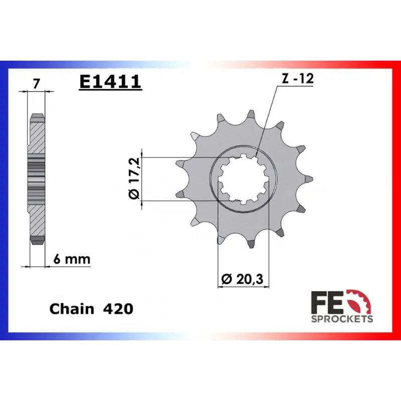Commander Vite Pignon 11 dents pour chaine 420 – France Equipement 2083.E1411.11