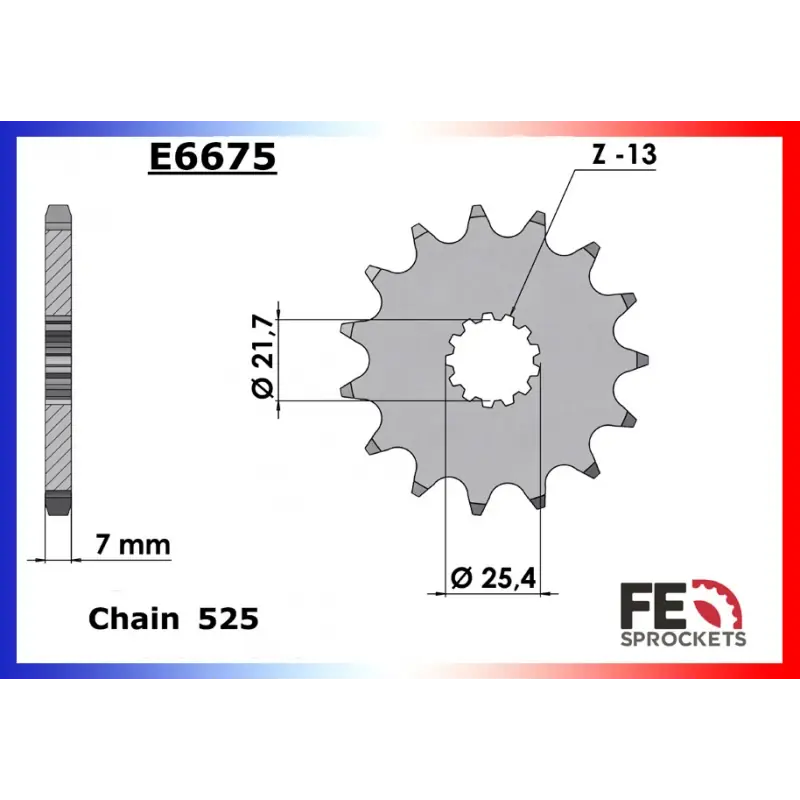 Nouveauté Pignon 13 dents pour chaine 525 – France Equipement 8705.E6675.13