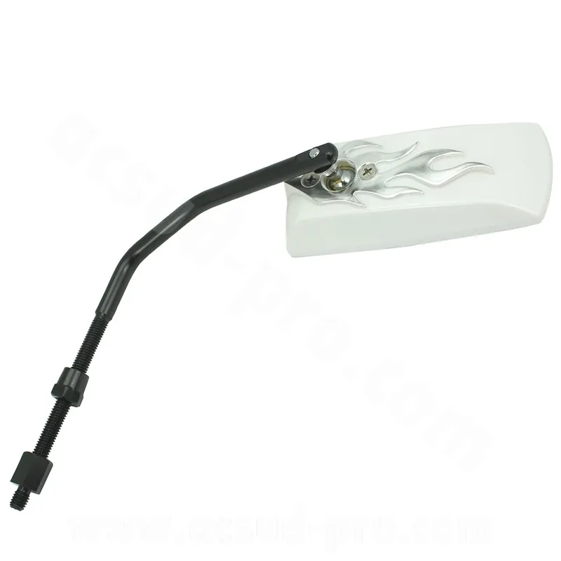 Nouveauté Rétroviseur Flaming réversible M8 blanc chrome tige longue