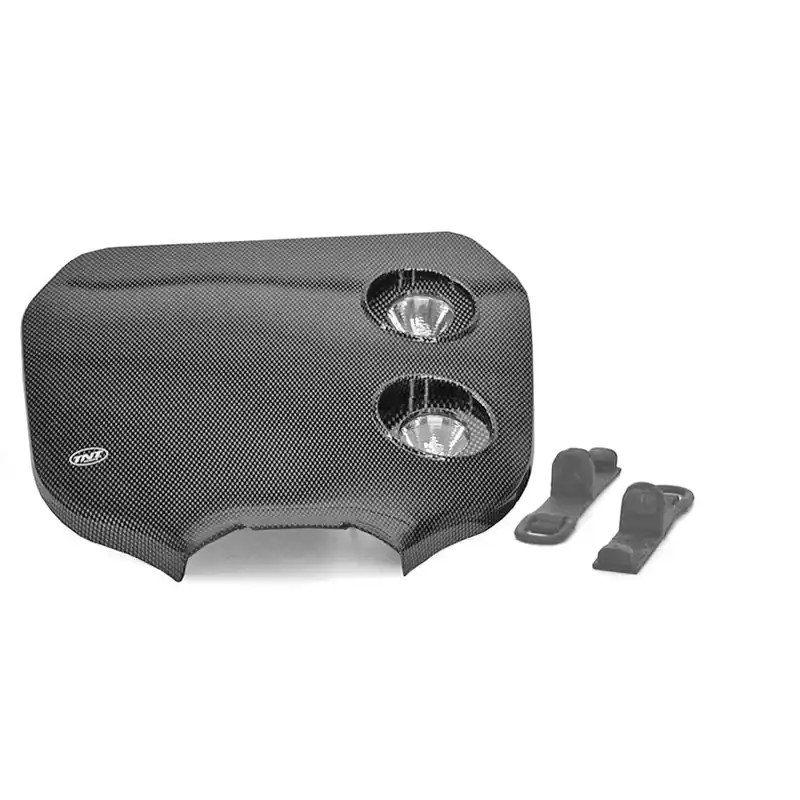 Tête de Fourche / plaque phare / Porte numéro – Enduro Bi Halogène 2x20w Look Carbone Must-Have