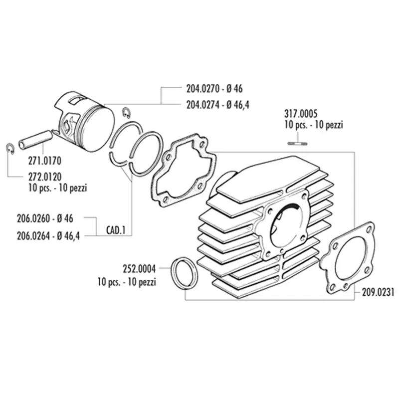 Acheter Direct Piston 46mm Honda Camino PX – Polini