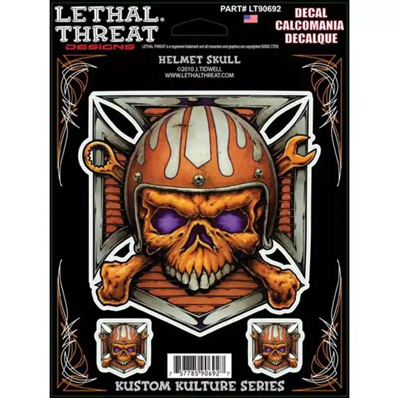 Autocollant / Sticker – LETHAL THREAT Helmet Skull 15 x 20cm Remise
