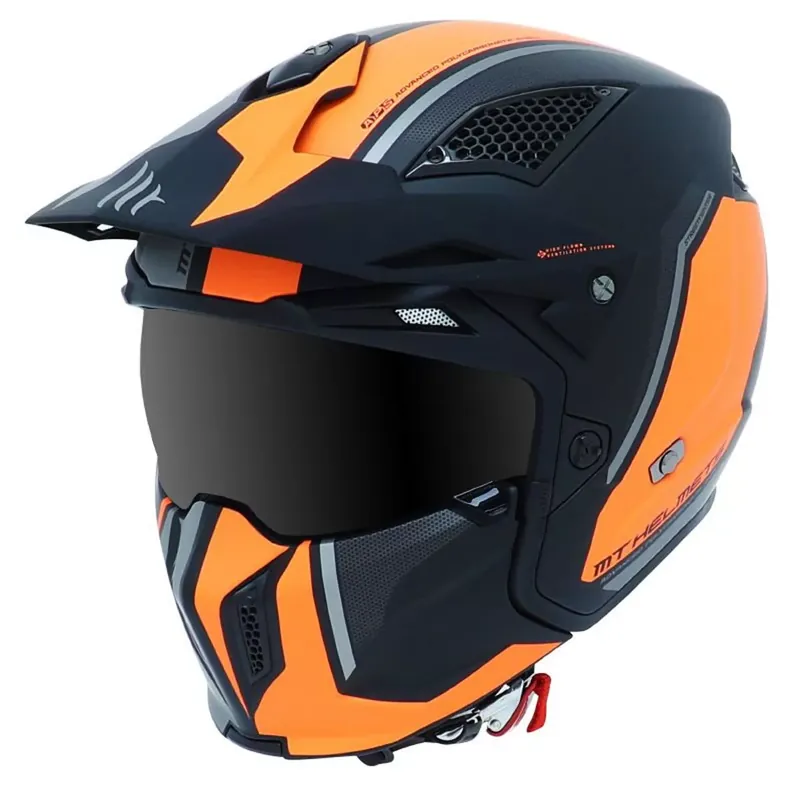 Top Vente Casque Modulable Transformable – MT Streetfighter SV Trial Twin Noir Mat / Orange Fluo S