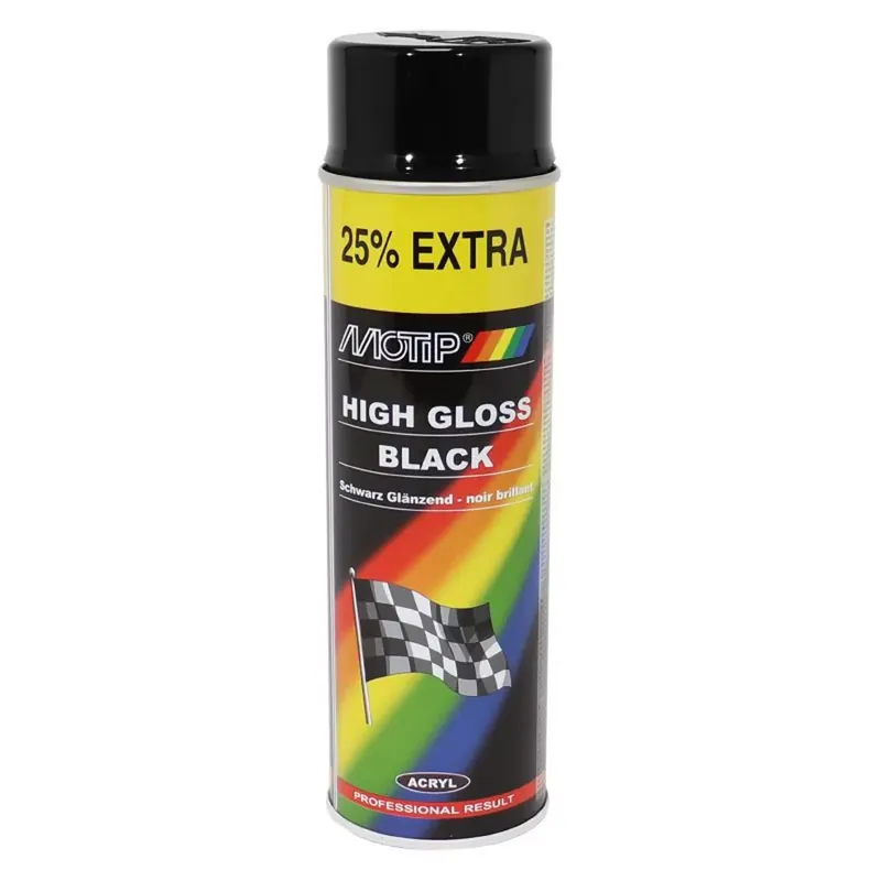 Marque Bombe Peinture – Motip Pro Acrylique Noir Brillant 500ml