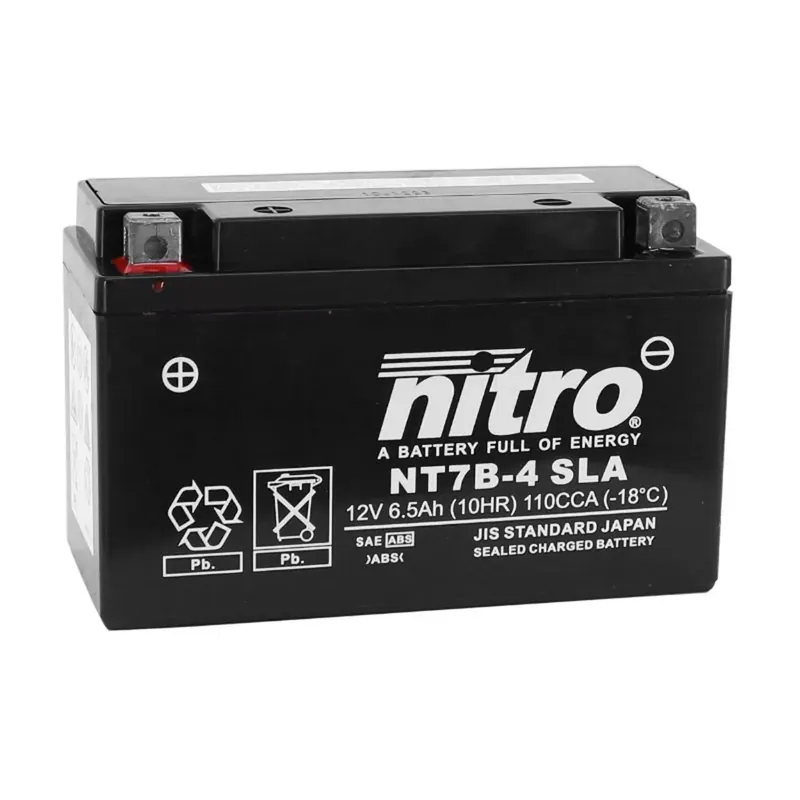 Batterie 12V 6.5 Ah NT7B-4 SLA / YT7B-4 – Nitro Prêt à l'emploi / Sans entretien +D Meilleur Prix