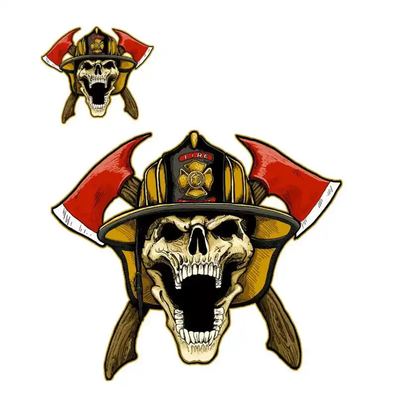 Autocollant / Sticker – LETHAL THREAT Mini Fire Fighter Skull 6 x 8cm Authentique