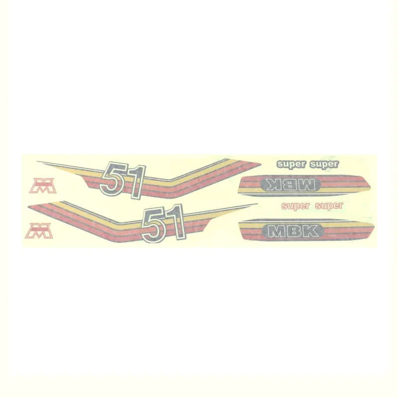 Prix Choc Kit Déco Autocollant / Sticker Motobecane 51 Super – Jaune / Orange / Rouge 8 pièces