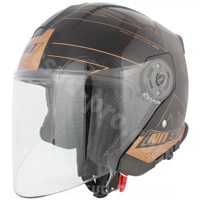Réduction Casque Jet – NoEnd Max Union Black / Gold Double écran Noir brillant / Or XS