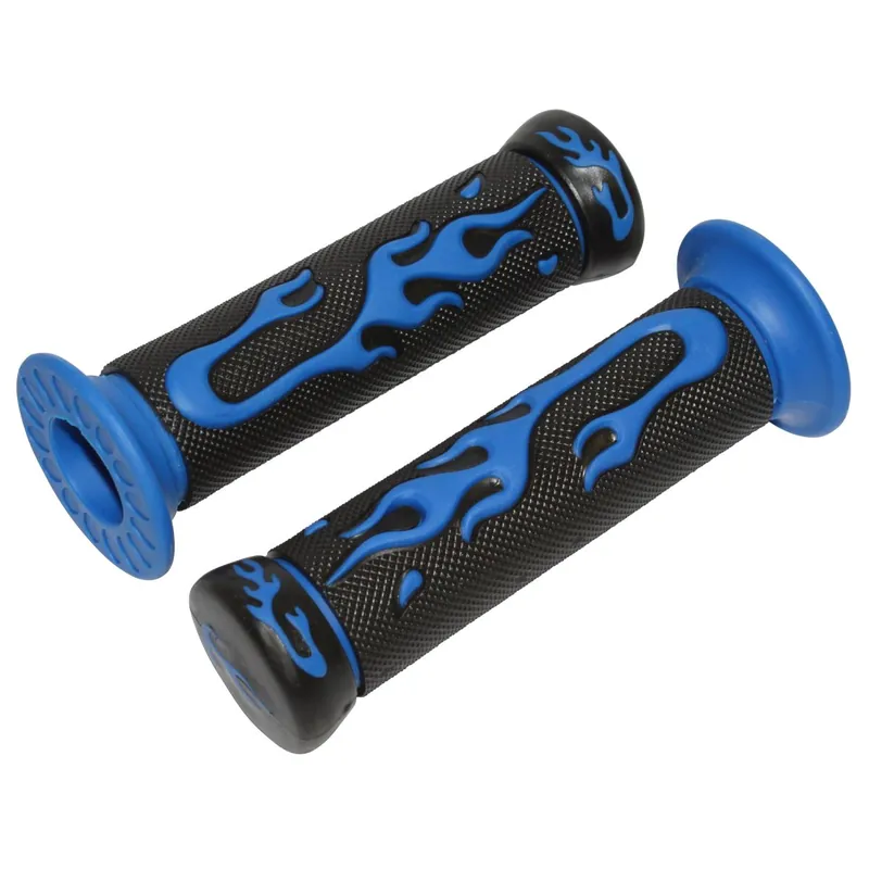 Poignées de Guidon – Replay Flaming Closed End Noir / Bleu Closed end Usine Directe