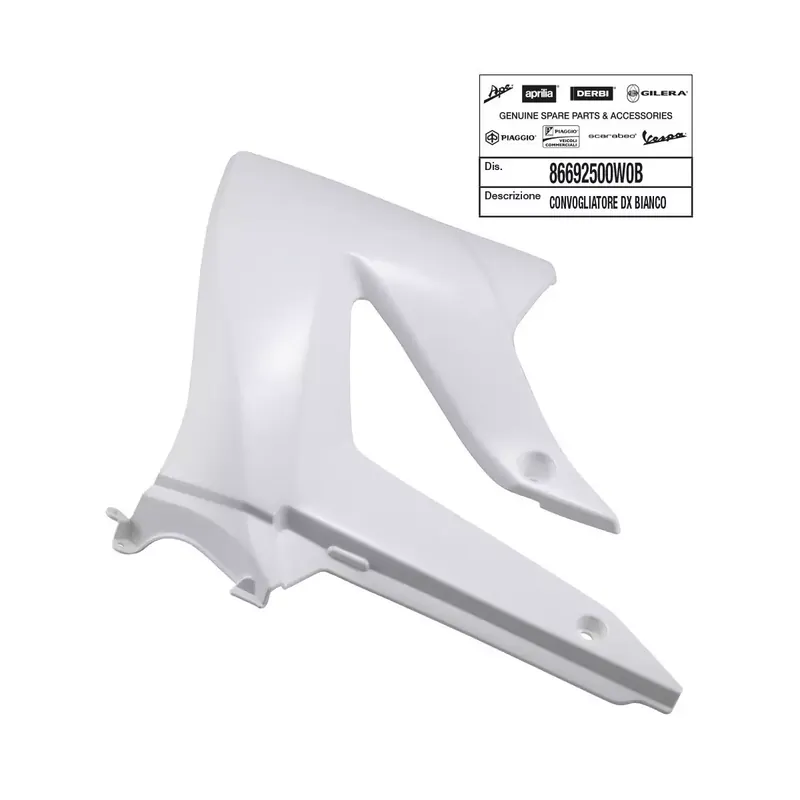 CARENAGE/DEFLECTEUR RESERVOIR DROIT ORIGINE DERBI 50 SENDA 2010/2017/GILERA 50 SMT, RCR 2011/2017 BLANC Nouvelle Collection