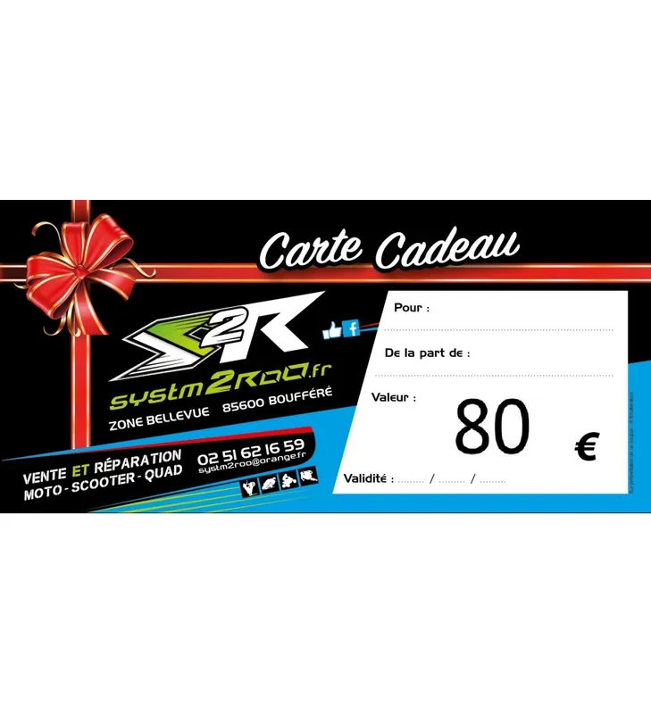 Authentique BON D'ACHAT CARTE CADEAU 80€ VALABLE 1 AN