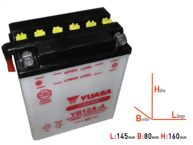 Batterie Yuasa YB12A-A pour Kawasaki EN500 1990-1995 Usine Directe