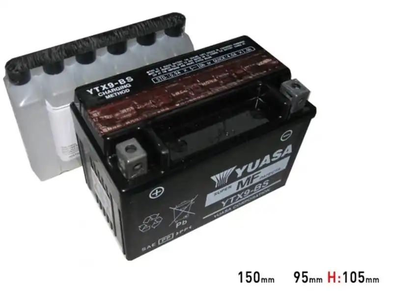 Batterie Yuasa YTX9-BS pour Honda CB500 PC26 et PC32 94-99 Prix Bas