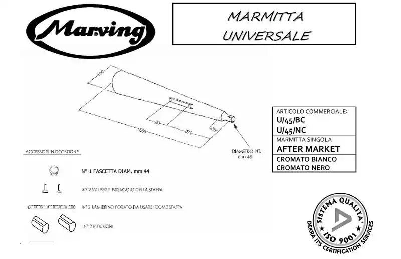 Commander Maintenant Silencieux Marving universel chromé Ø40-43-45