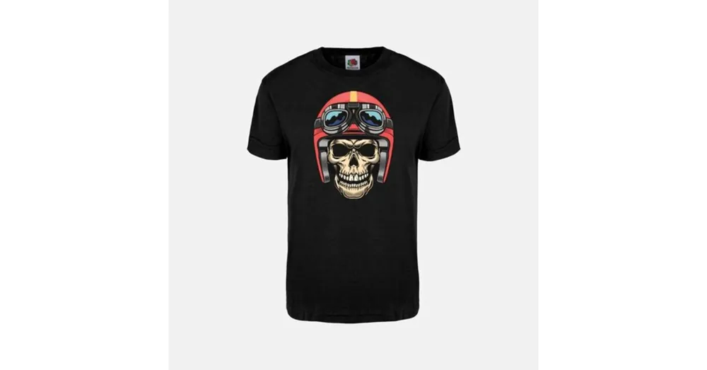 T-shirt homme- Crâne casque S Dernier Modèle