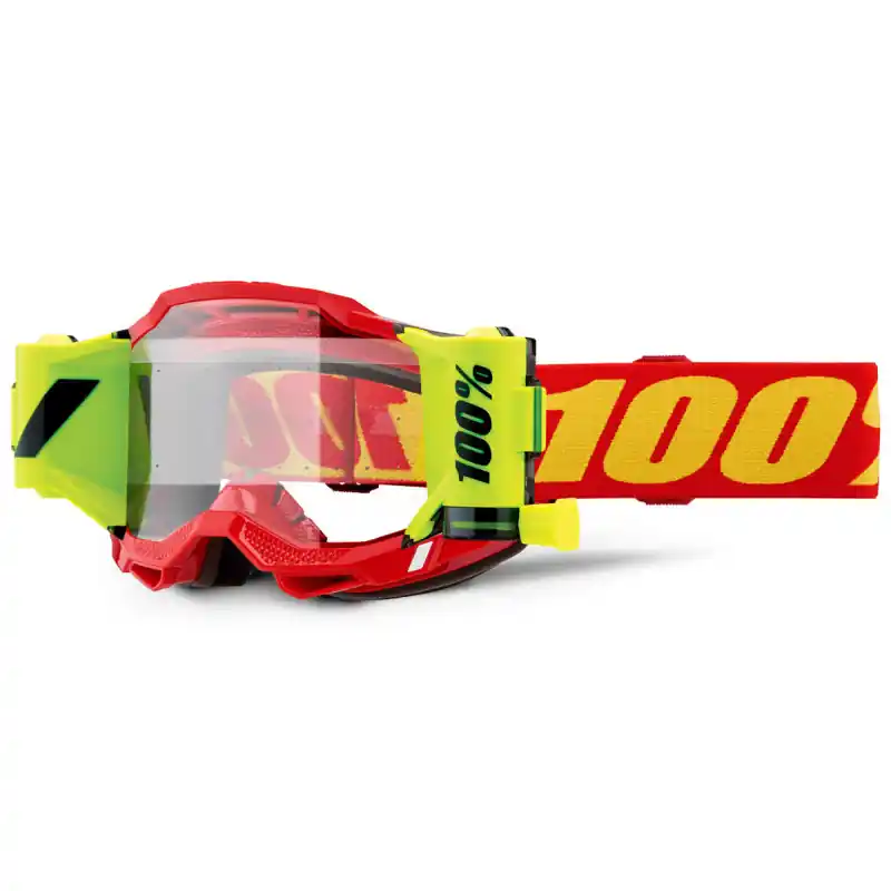 Populaire Masque Cross ACCURI 2 FORECAST Rouge Fluo Ecran Clair