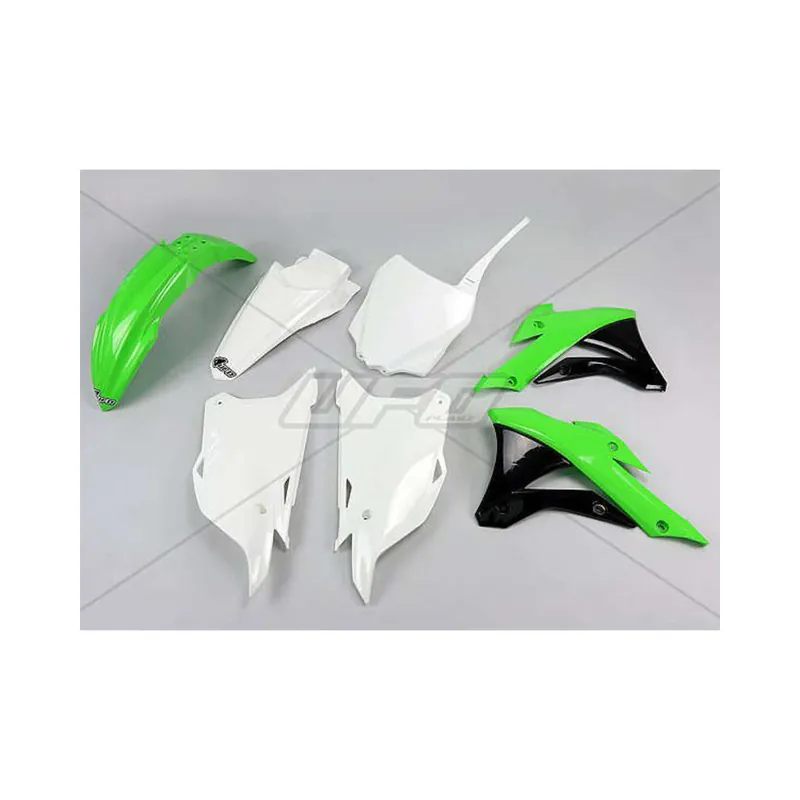 Top Vente Kit plastique UFO couleur origine (2014) vert/blanc/noir Kawasaki KX85