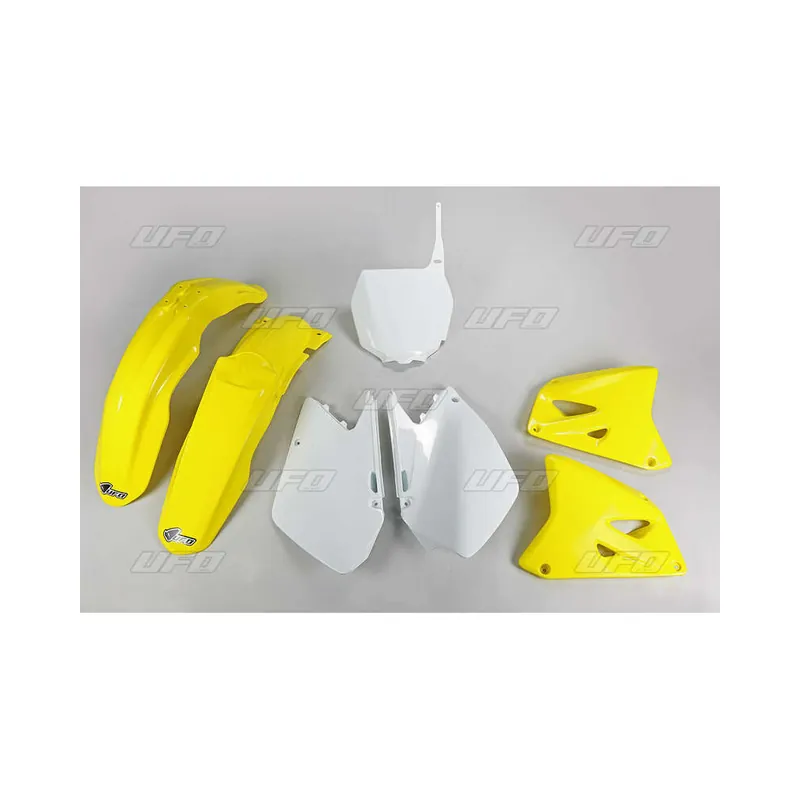 Kit plastique UFO couleur origine jaune/blanc Suzuki RM125/250 Pas Cher