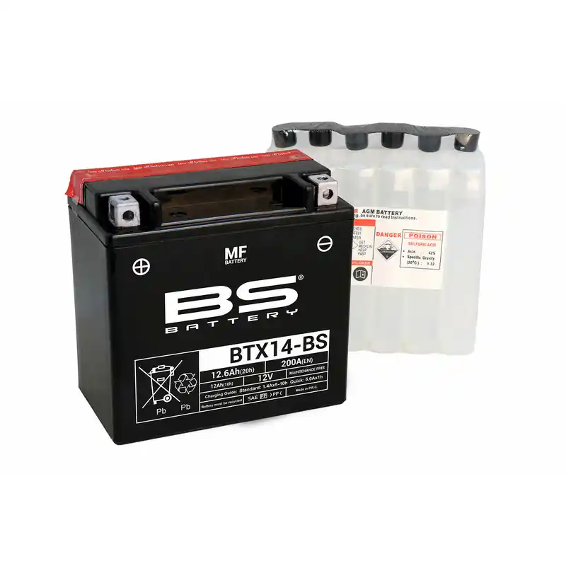 Batterie BS BATTERY sans entretien avec pack acide – BTX14 Petit Prix