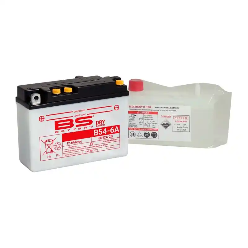 Batterie BS BATTERY conventionnelle avec pack acide – 6N12A-2D (B54-6A) Top Vente